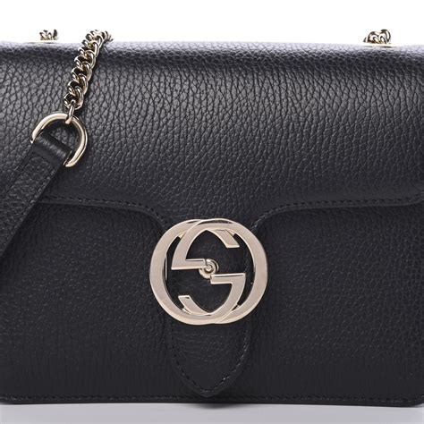 gucci dollar calfskin interlocking g shoulder bag black|buy Gucci dollar shoulder bag.